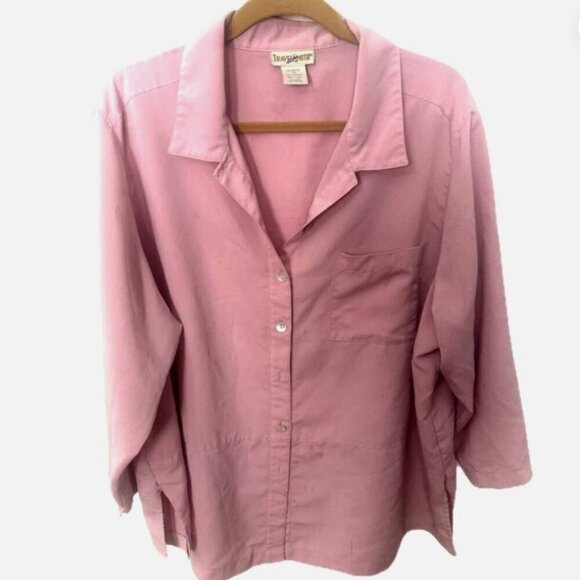 TravelSmith Women's 2X Blouse Dusty Rose Pink Button Down Wrinkle Free - Picture 2 of 4